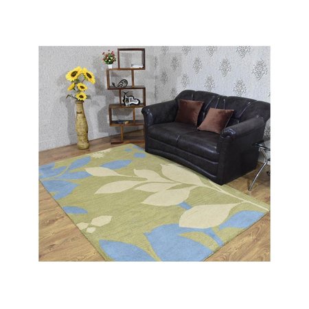 GLITZY RUGS 8 x 11 ft. Hand Tufted Wool Floral Rectangle Area RugGreen UBSK00719T0013A16